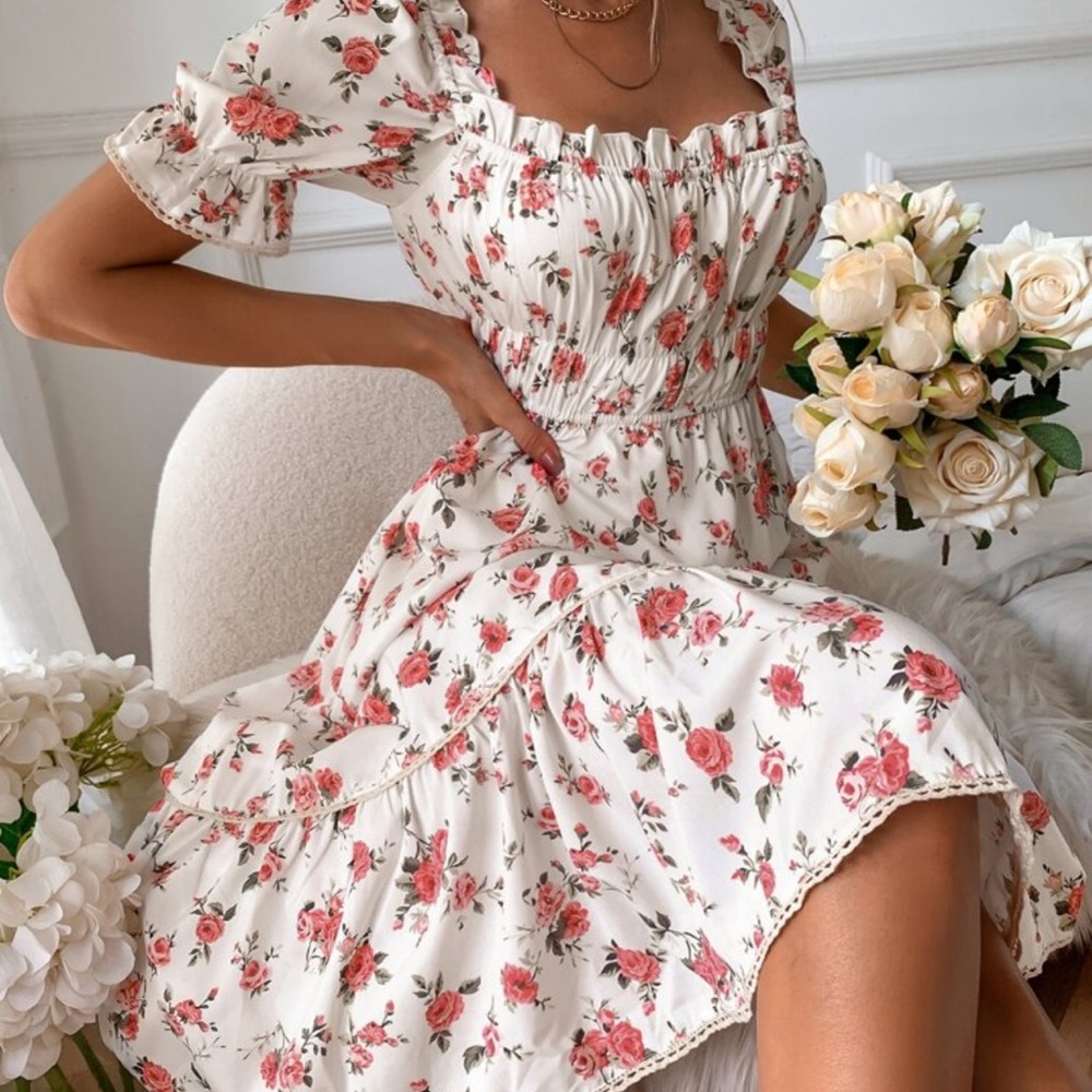 Floral white and pink dress